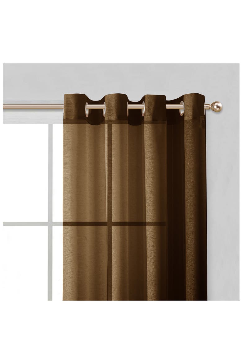 Set of 2 Sheer Curtain Panels, Alternate, color, CHOCOLATE