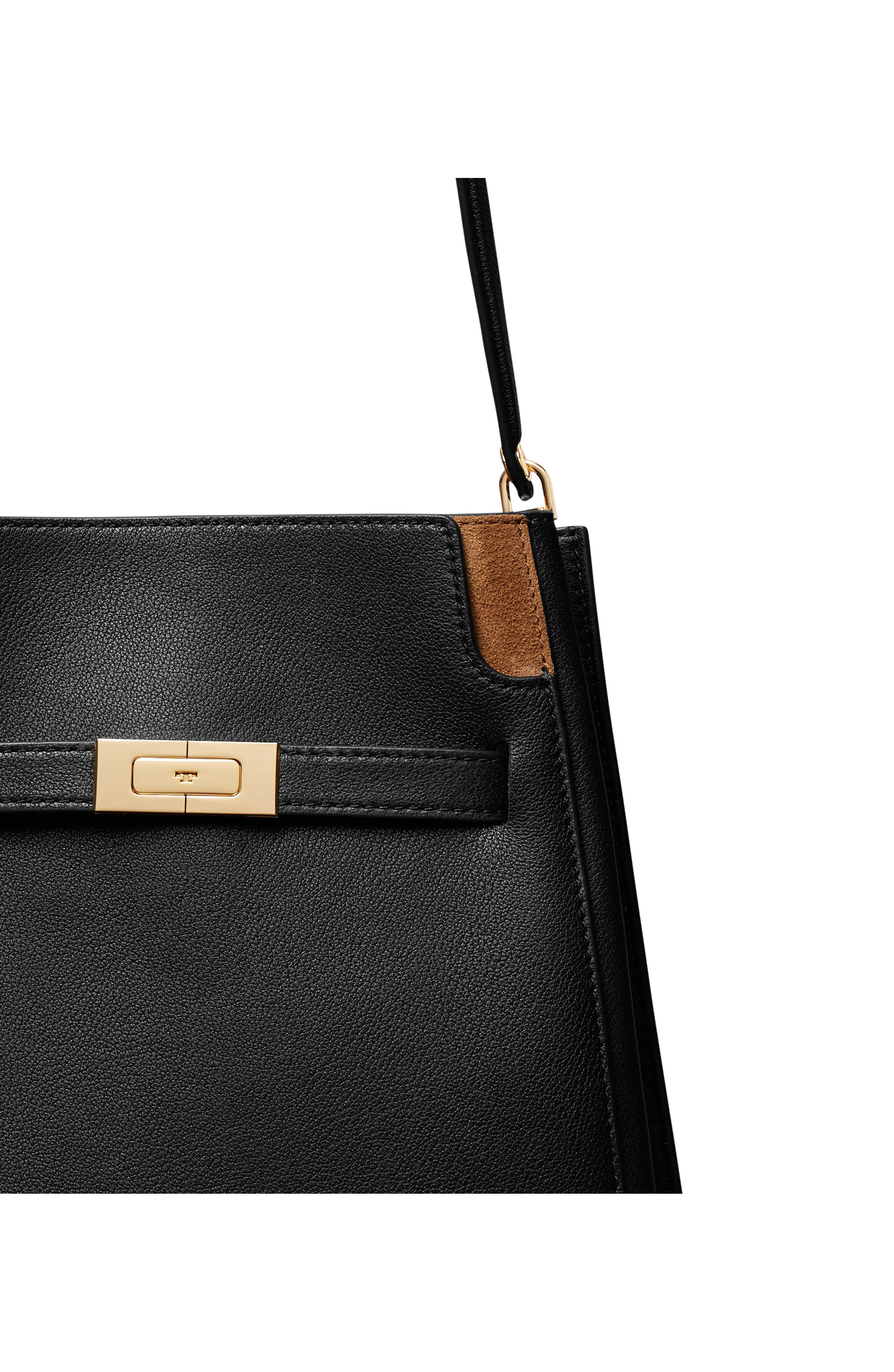 Lee Radziwill Leather Double Bucket Bag, Alternate, color, TORY BLACK