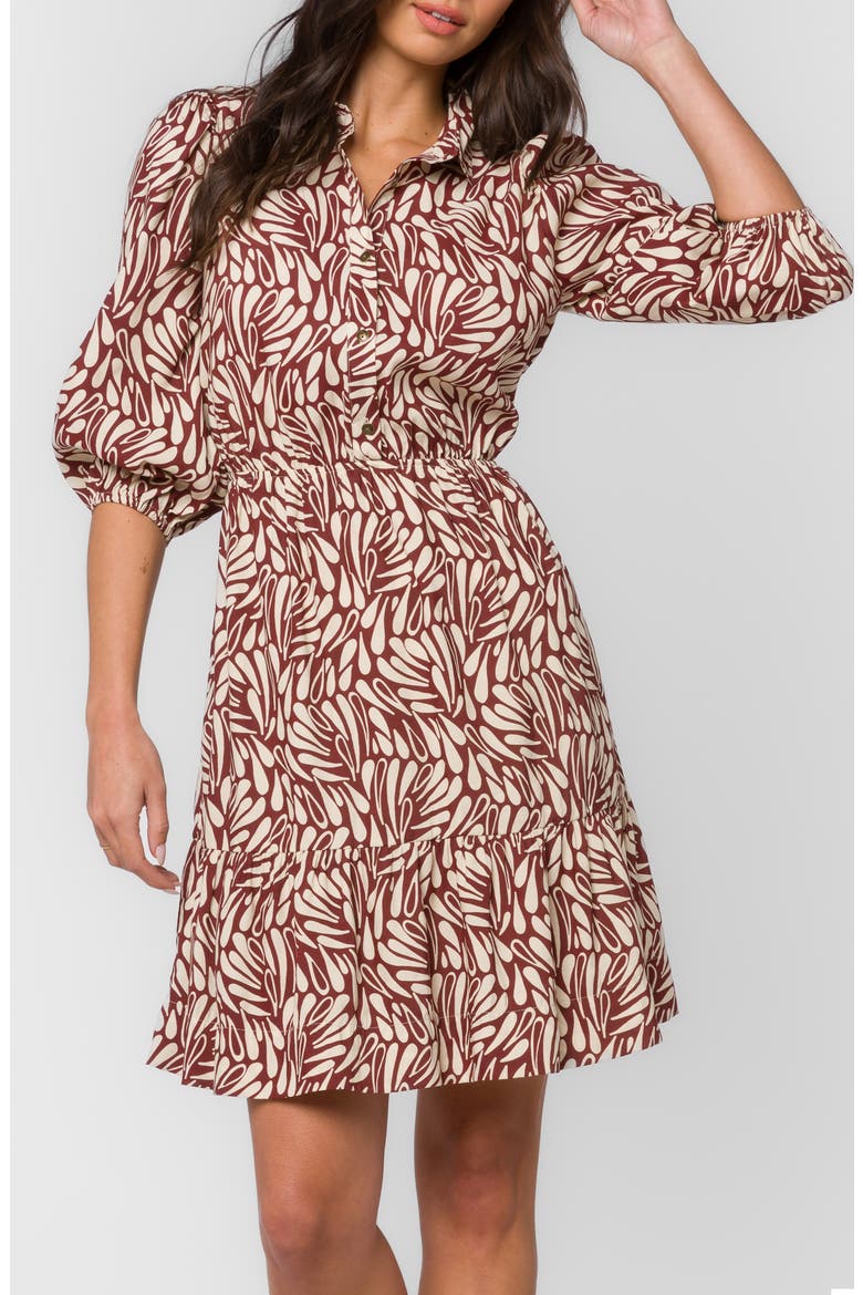 Nichola Puff Sleeve Tiered Minidress, Alternate, color, BORDEAUX