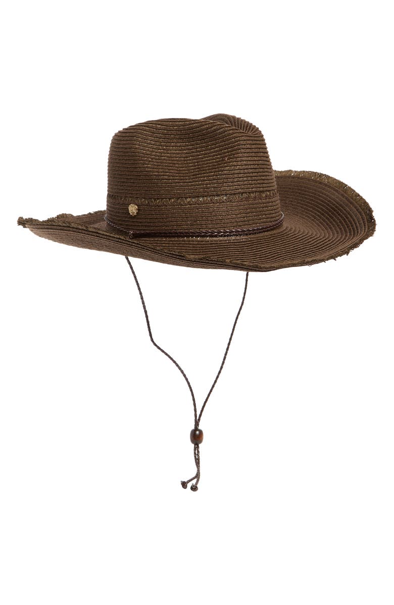Vince Camuto Chin Strap Cowboy Hat, Main, color, Chocolate