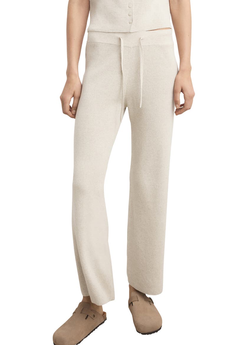 Pull-On Straight Leg Cotton Blend Knit Pants, Main, color, BEIGE