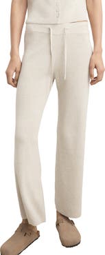 MANGO Pull-On Straight Leg Cotton Blend Knit Pants