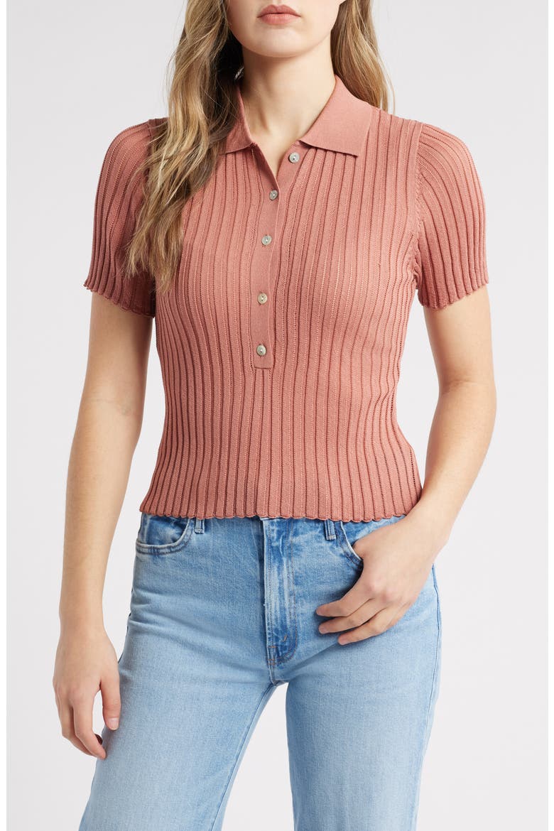 Maya Rib Polo, Main, color, ROSE