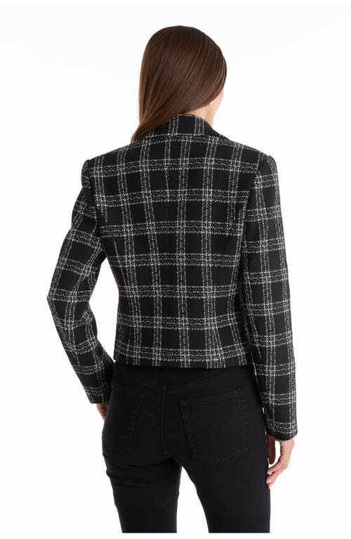 The Noli Shop Gabrielle Tweed Double Breasted Blazer In Black