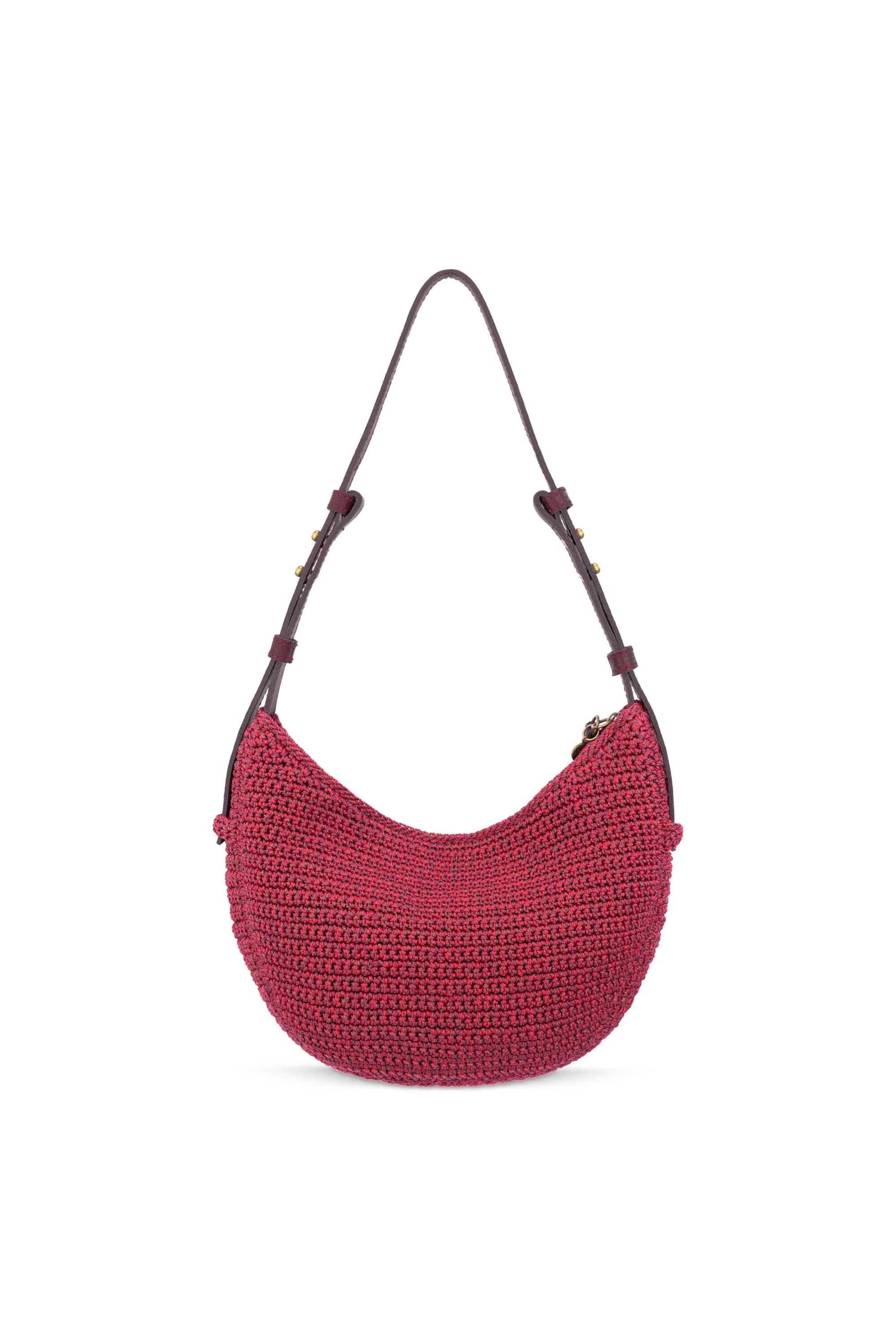 Tess Shoulder Bag Hand Crochet, Alternate, color, Black Cherry Static