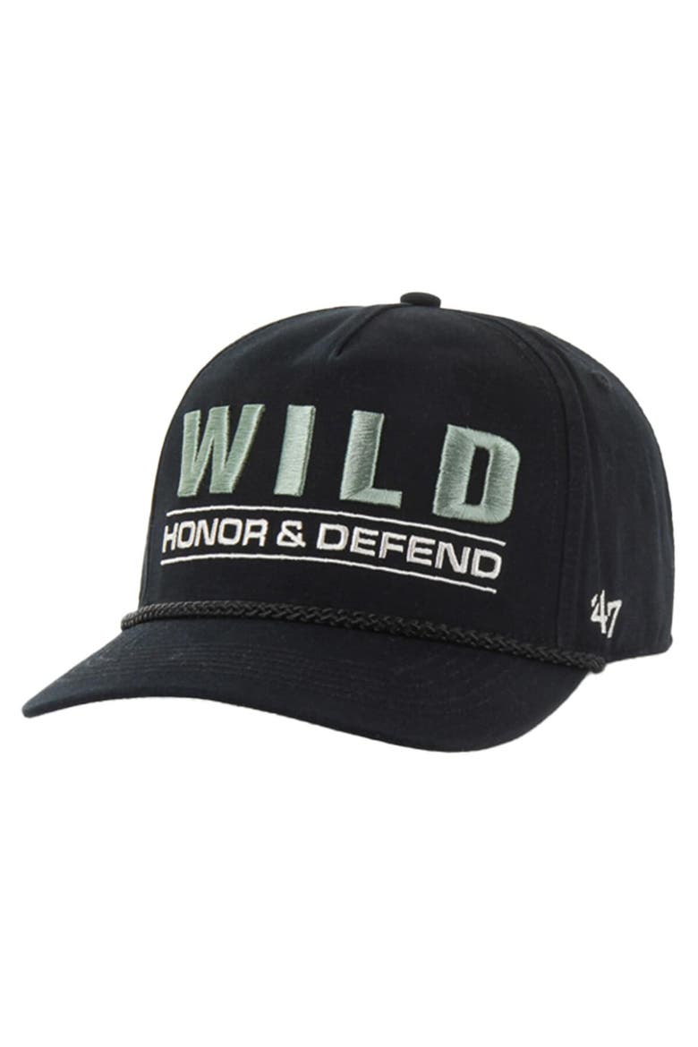 Men's '47 Black Minnesota Wild OHT Military Appreciation Homeland Honor and Defend Hitch Adjustable Hat, Alternate, color, Black