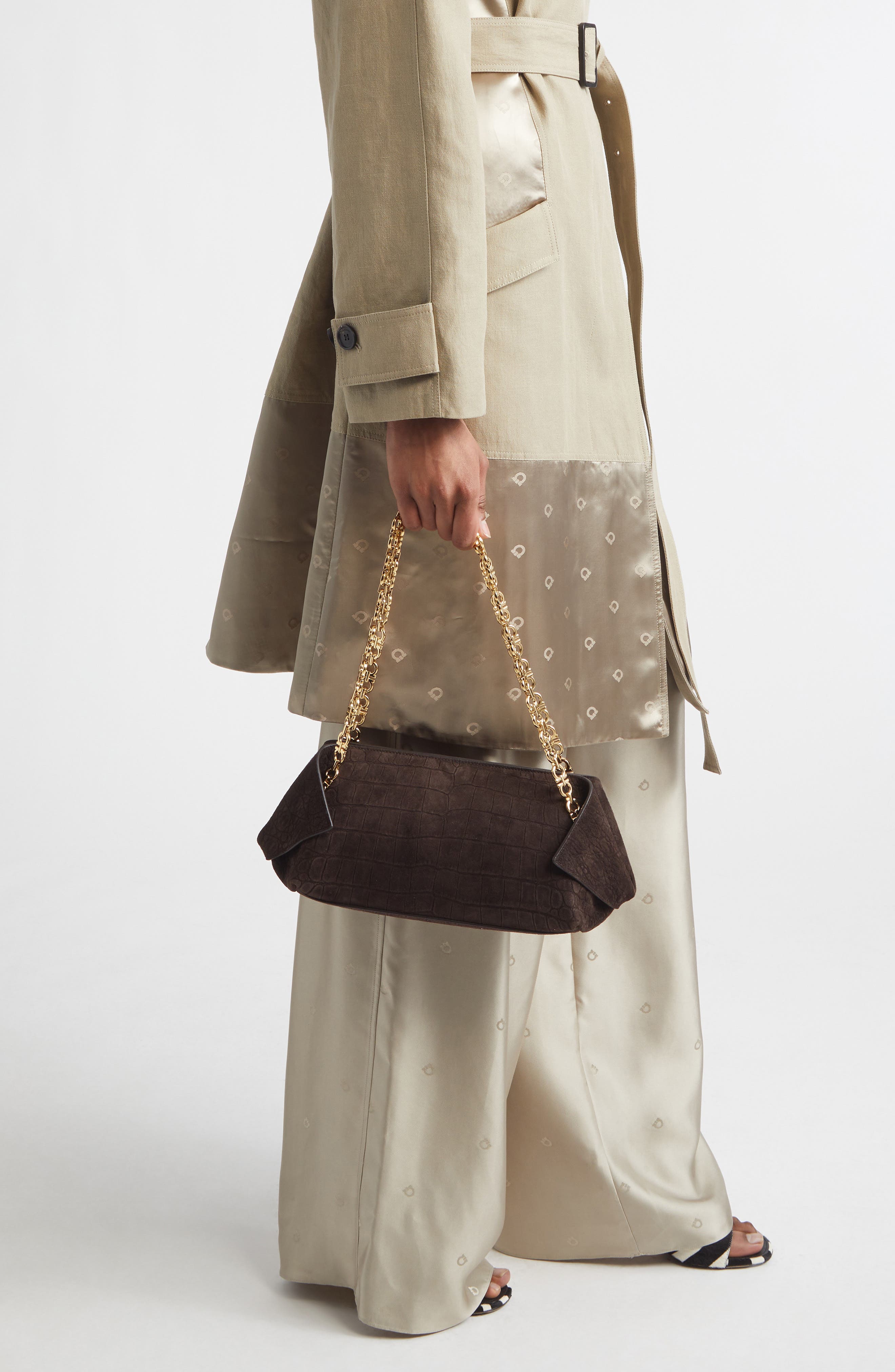 FERRAGAMO Extra Small Scarf East/West Bag, Alternate, color, Testa Di Moro