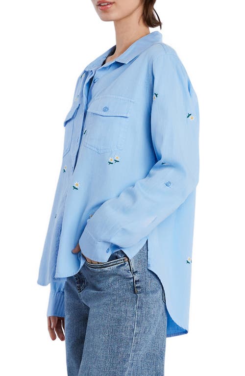 Billy T Daisy Meadow Embroidered Button-up Shirt In Dutch Canal