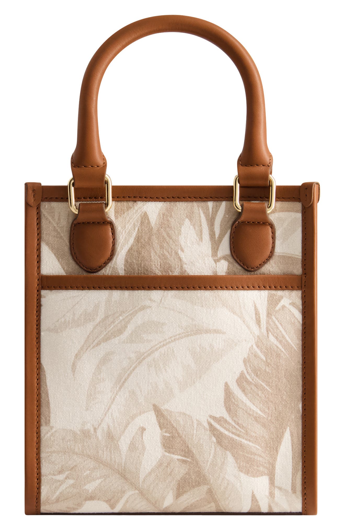 Tommy Bahama Floral Canvas & Leather Trim North/South Tote Bag, Alternate, color, Beige Multi