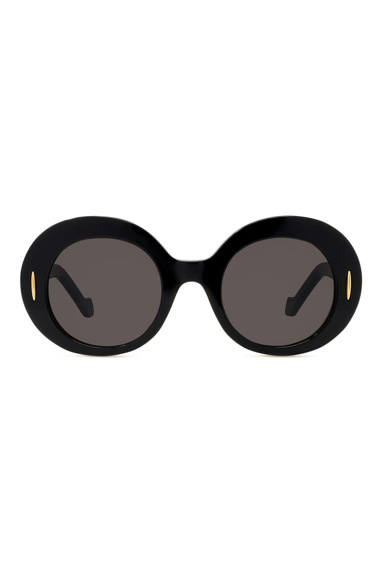 Anagram 50mm Oval Sunglasses, Main, color, SHINY BLACK / SMOKE