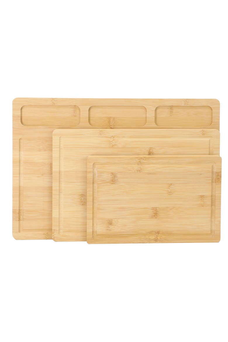 3 Piece Wood Cutting, Prep and Serving Boards, Alternate, color, Bamboo