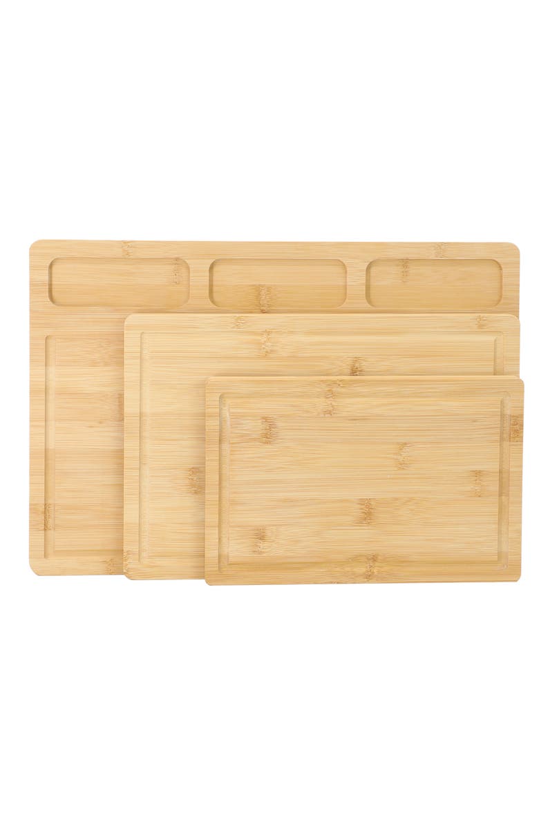 Megachef 3 Piece Wood Cutting, Prep and Serving Boards, Alternate, color, Bamboo