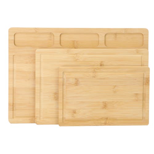 Megachef 3 Piece Wood Cutting, Prep And Serving Boards In Brown