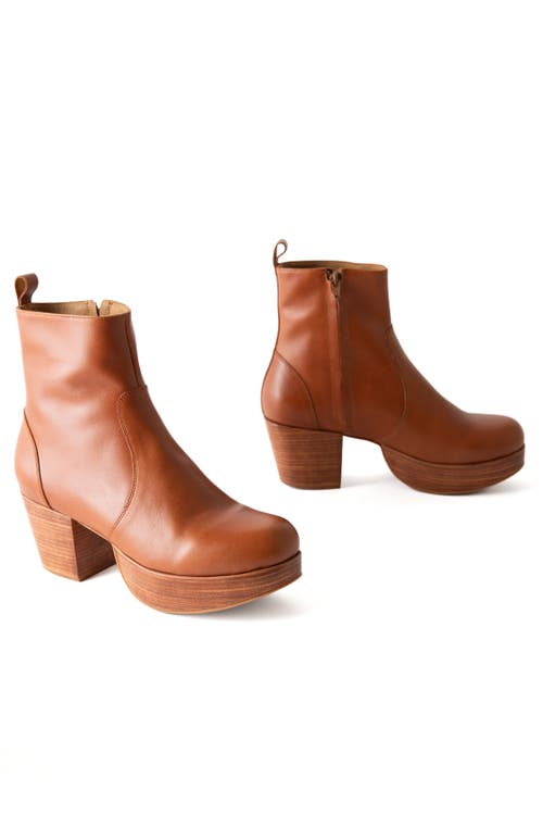 Fortress Charli Leather Platform Clog Boot In Whiskey