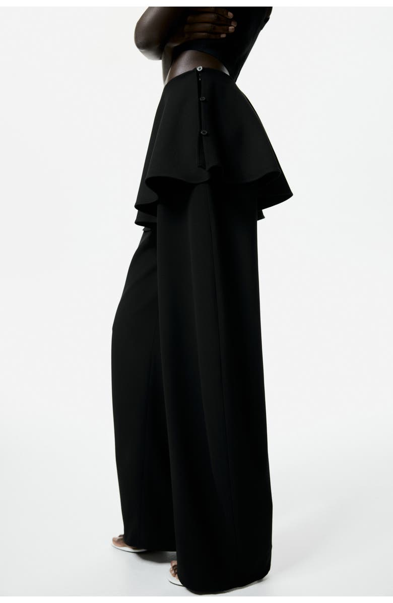 H&M Skirt-layered Barrel-leg Trousers, Alternate, color, Black