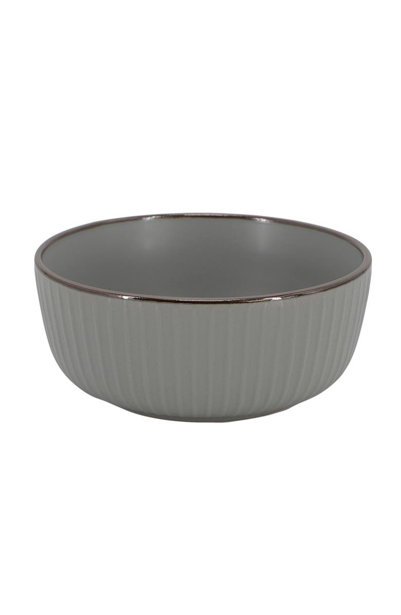 Elama Leo 16 Piece Stoneware Dinnerware Set, Alternate, color, Dark Gray