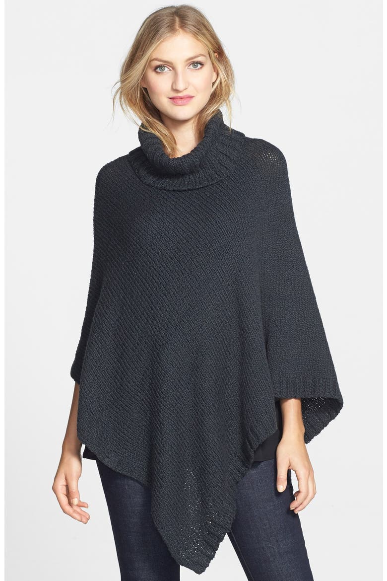 Organic Cotton Turtleneck Poncho, Alternate, color, CHARCOAL