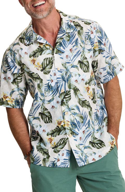 Orchid O'Lei Short Sleeve Linen Button-Up Shirt