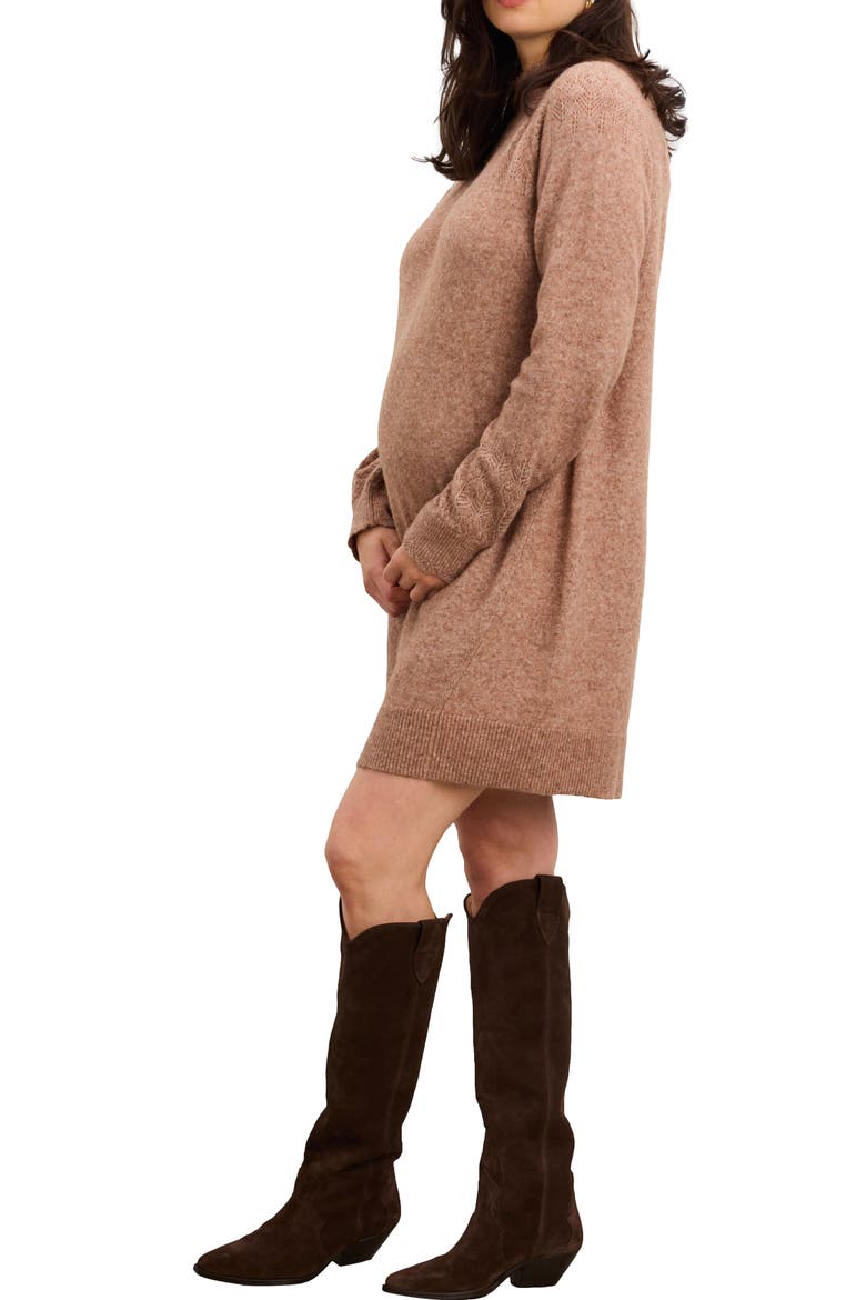 The Cozy Pointelle Poise Mini Dress, Alternate, color, Mocha