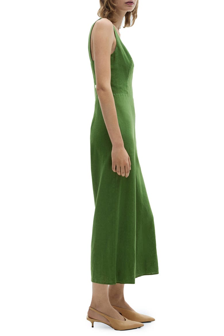 Straight Leg Linen Blend Jumpsuit, Alternate, color, GREEN