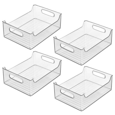Plastic Stackable Pantry Bin with Handles, Set of 4, Clear, Made in USA