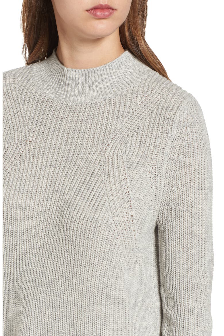 Mock Neck Tunic Sweater, Alternate, color, GREY PEARL HEATHER