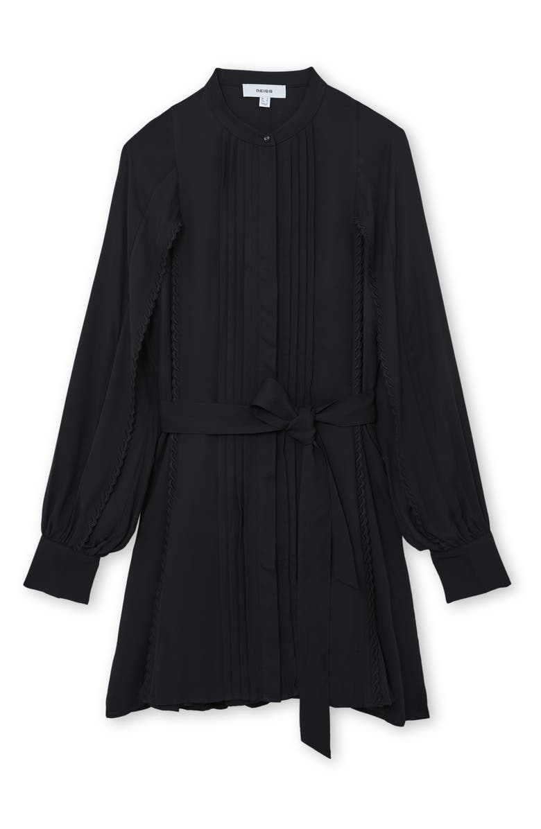 Reiss Eliana Long Sleeve Tie Belt Minidress, Alternate, color, Navy