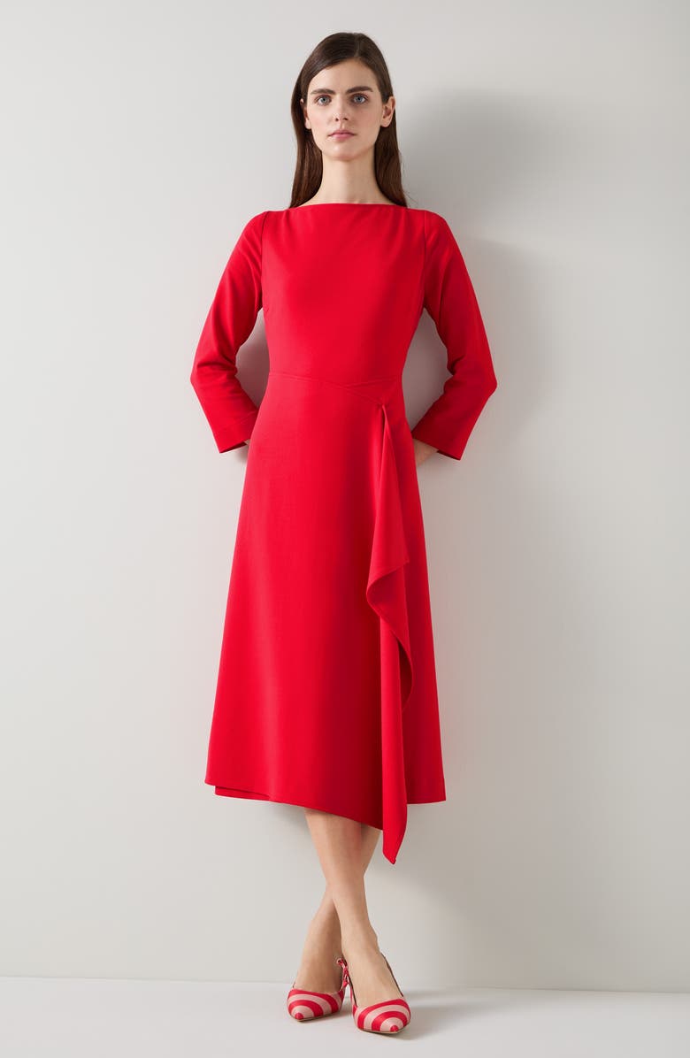 LK Bennett Lena Long Sleeve Dress, Alternate, color, Red-Aurora Red