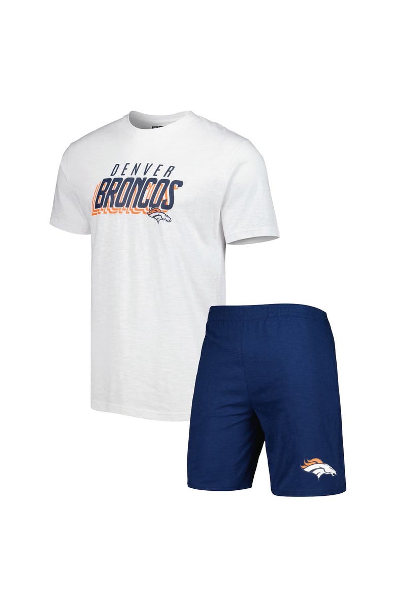 CONCEPTS SPORT Men's Concepts Sport Navy/White Denver Broncos Downfield T-Shirt & Shorts Sleep Set, Main, color, Navy