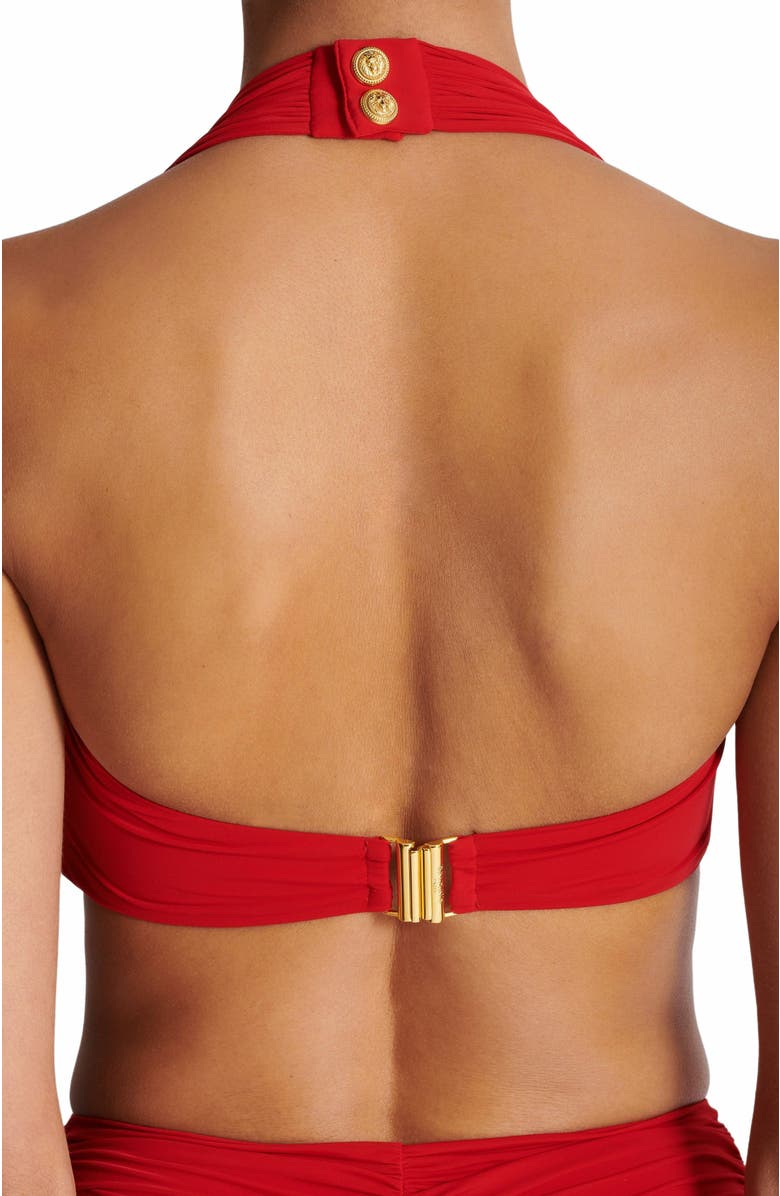 Balmain Plain Two-Piece Swimsuit, Alternate, color, Red