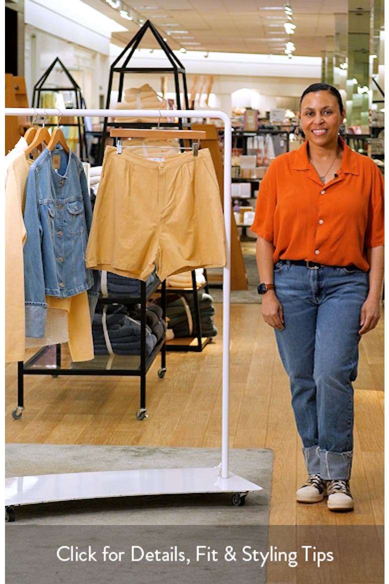 Pleated Straight Fit Cotton & Linen Blend Bermuda Shorts video