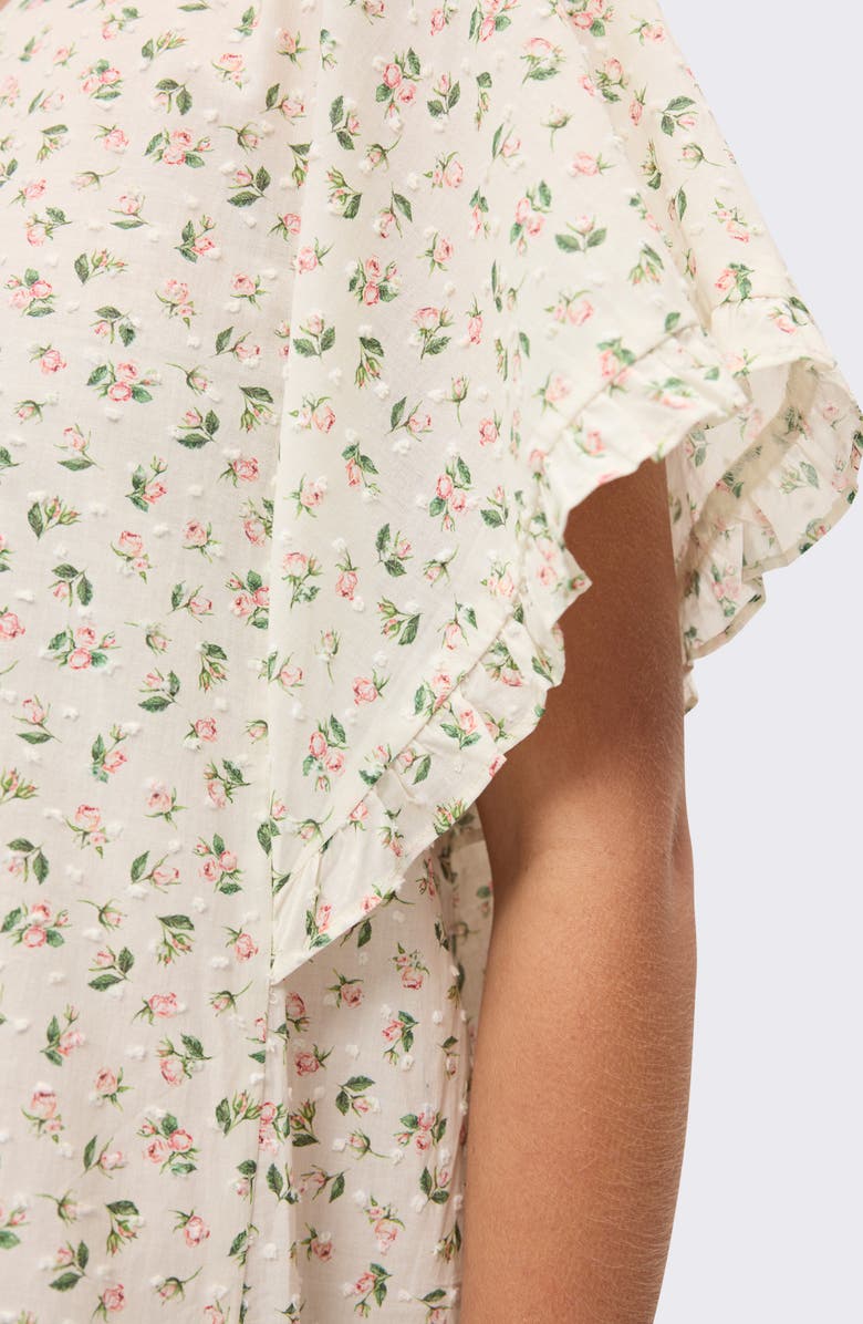 Papinelle Swiss Dot Frill Cotton Nightgown, Alternate, color, Rosebud Floral