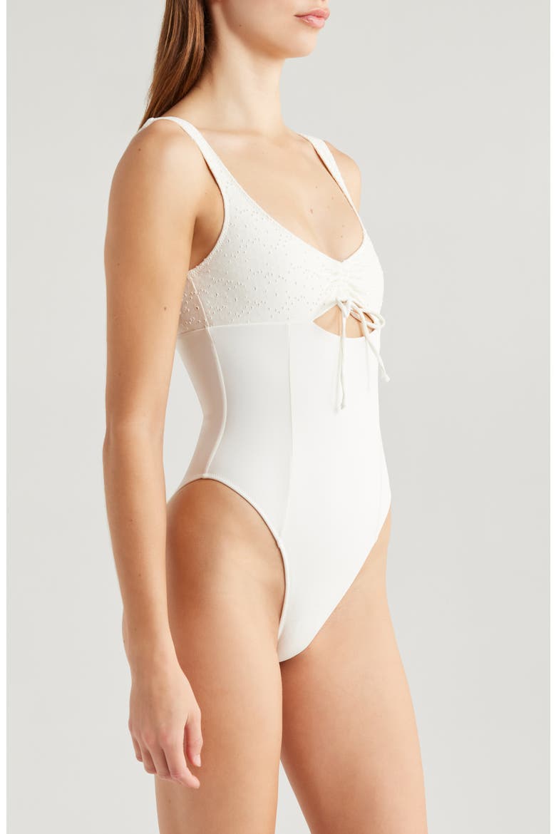 Maeve Eyelet One-Piece Swimsuit, Alternate, color, GARDENIA