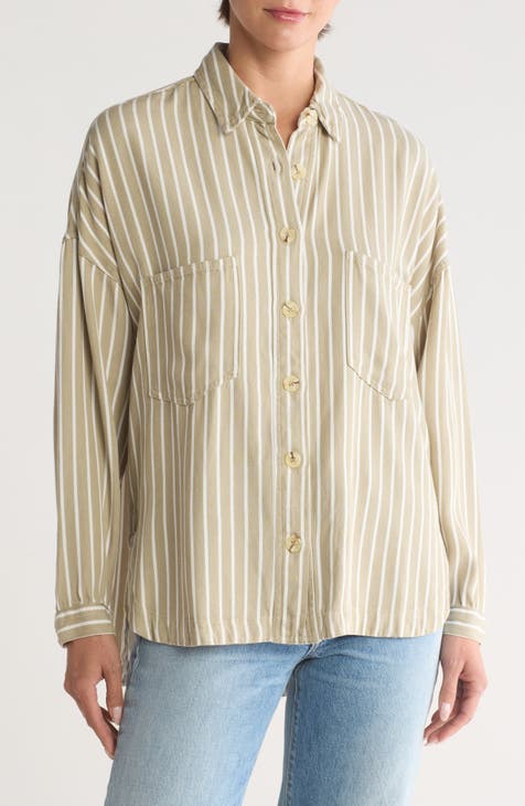 Stripe Collared Button-Up Shirt