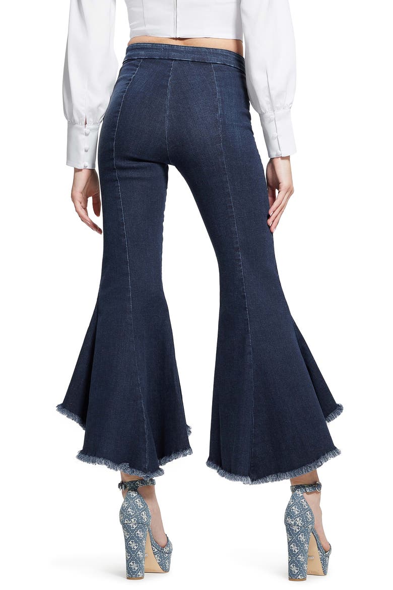 Sofia 1981 Frayed Ankle Flare Jeans, Alternate, color, BLUE