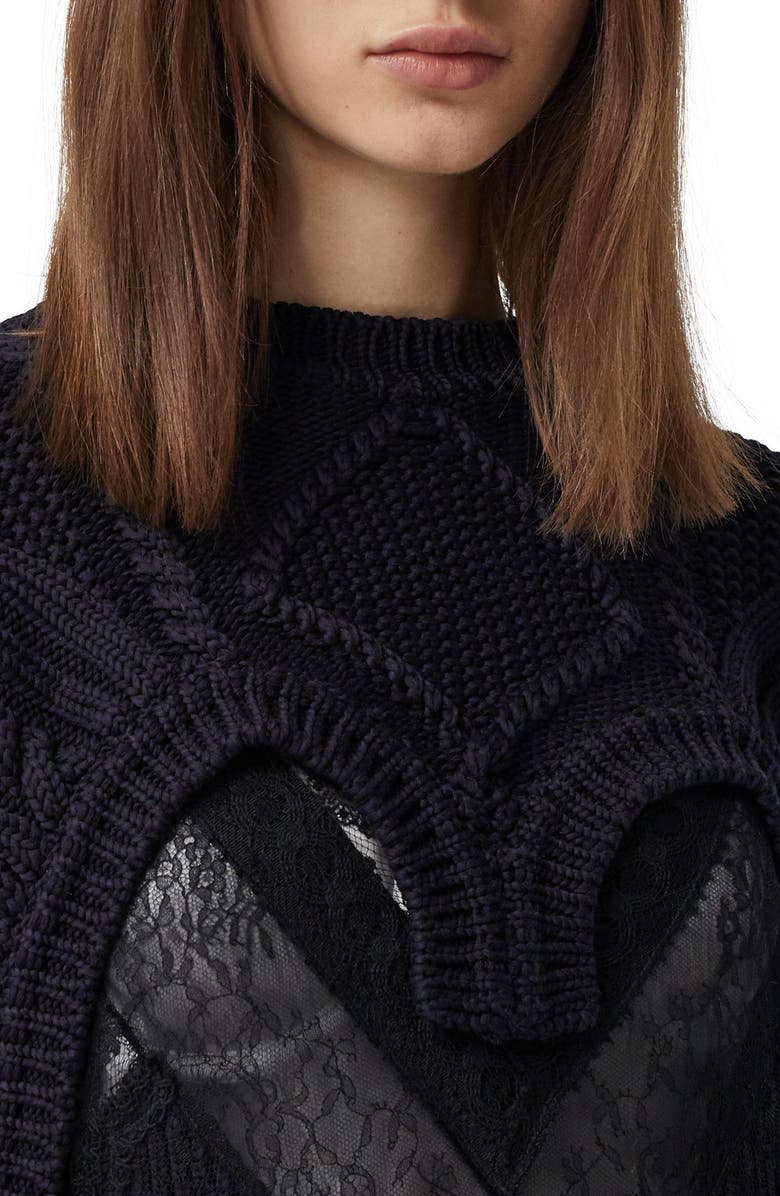 Burberry Cable Lace Reconstructed Sweater, Alternate, color, 