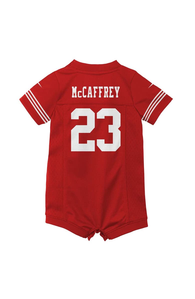 Nike Newborn & Infant Nike Christian McCaffrey Scarlet San Francisco 49ers Game Romper Jersey, Alternate, color, Scarlet