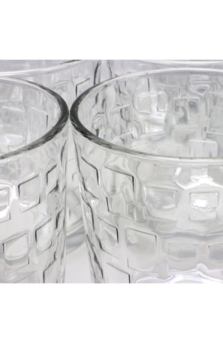 Gibson Home Great Foundations 16 Piece Tumbler and Double Old Fashioned Glass Set in Square Pattern, Alternate, color, Clear