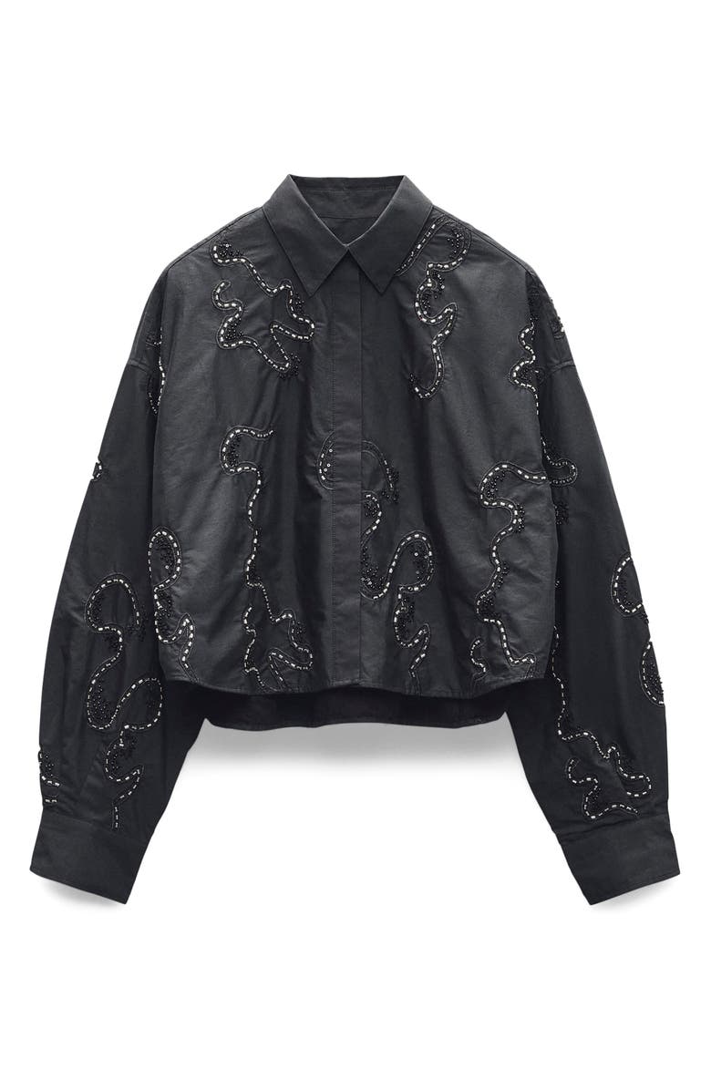 rag & bone Beatrice Beaded Embroidered Button-Up Shirt, Alternate, color, Black Embroidered