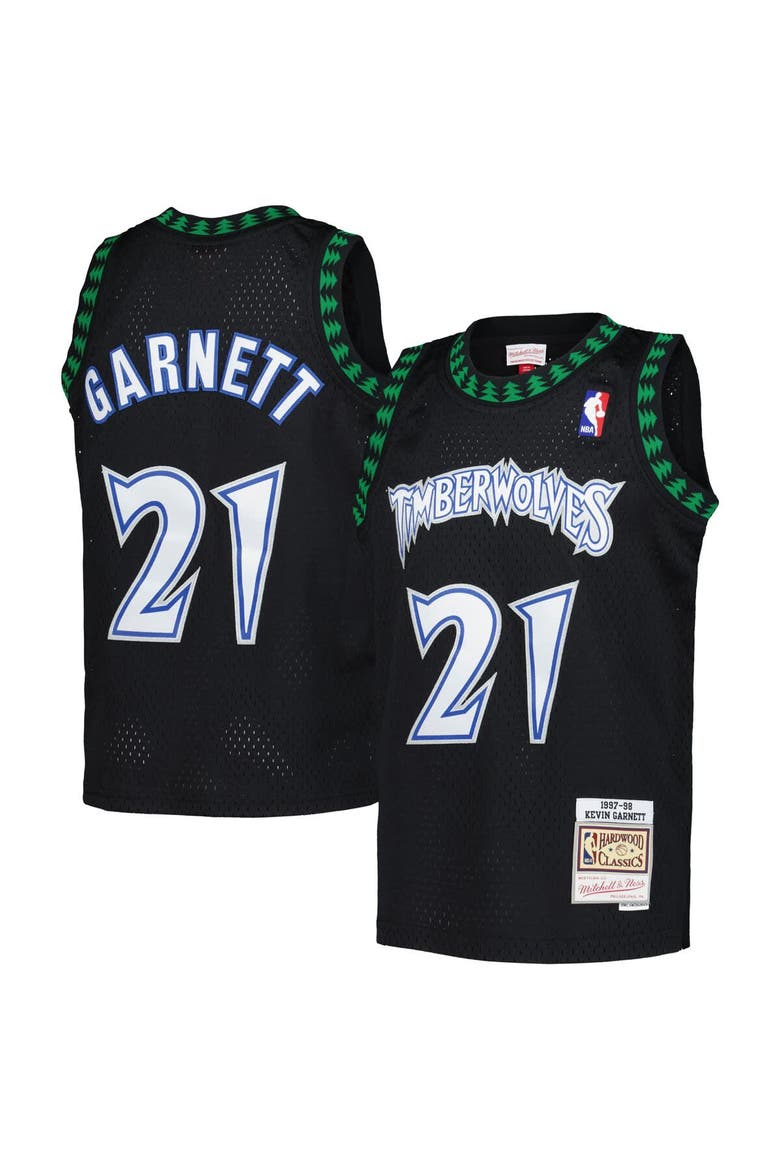Youth Mitchell & Ness Kevin Garnett Black Minnesota Timberwolves 1997/98 Hardwood Classics Swingman Jersey, Main, color, Black