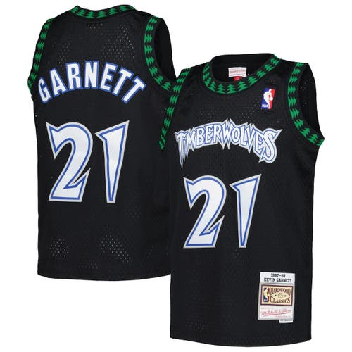 Mitchell & Ness Kids' Youth Kevin Garnett Black Minnesota Timberwolves 1997/98 Hardwood Classics Swingman