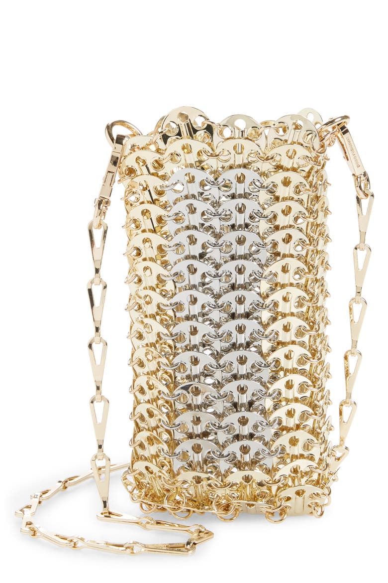 paco rabanne Mini Bicolor 1969 Crossbody Bag, Main, color, SILVER/ LIGHT GOLD