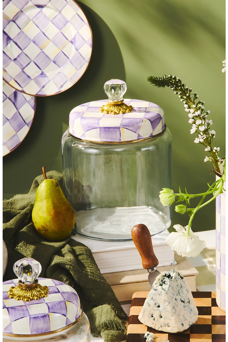 Violet Check Medium Kitchen Canister, Alternate, color, VIOLET