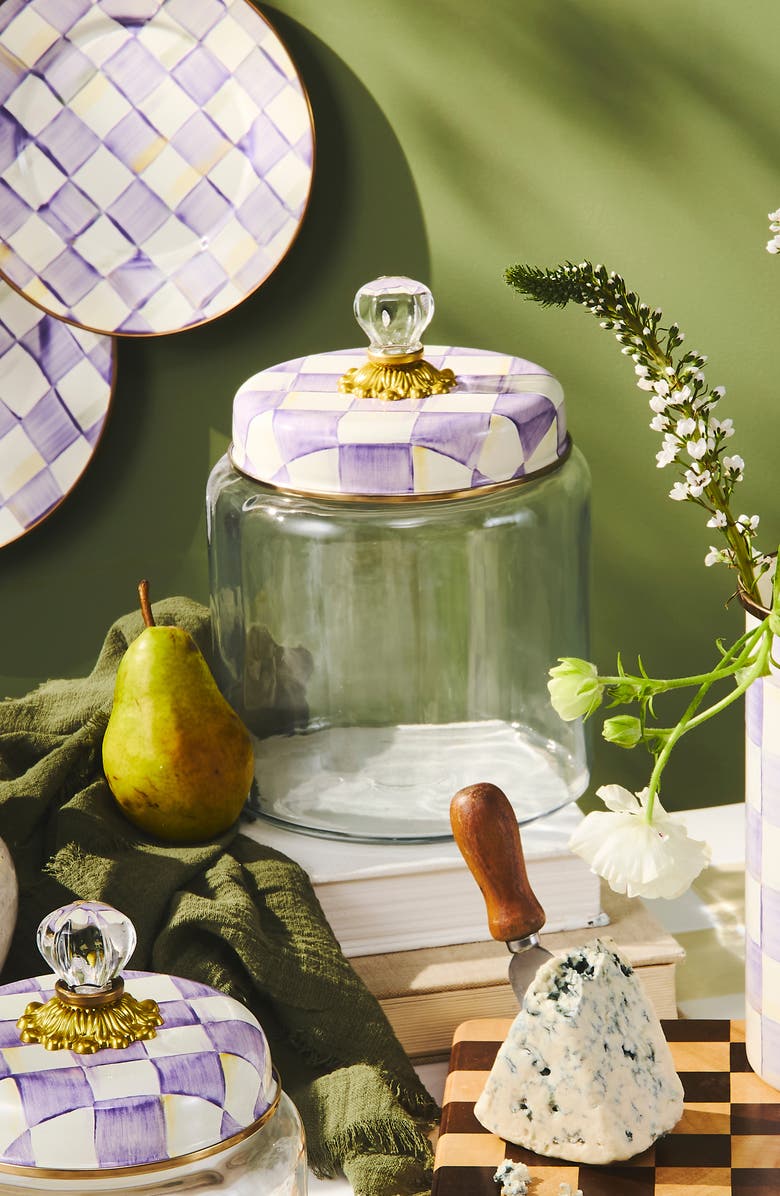 MACKENZIE CHILDS Violet Check Medium Kitchen Canister, Alternate, color, Violet