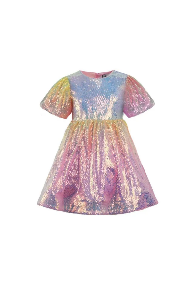 Ombre Sunset Sparkle Party Dress, Main, color, Pink
