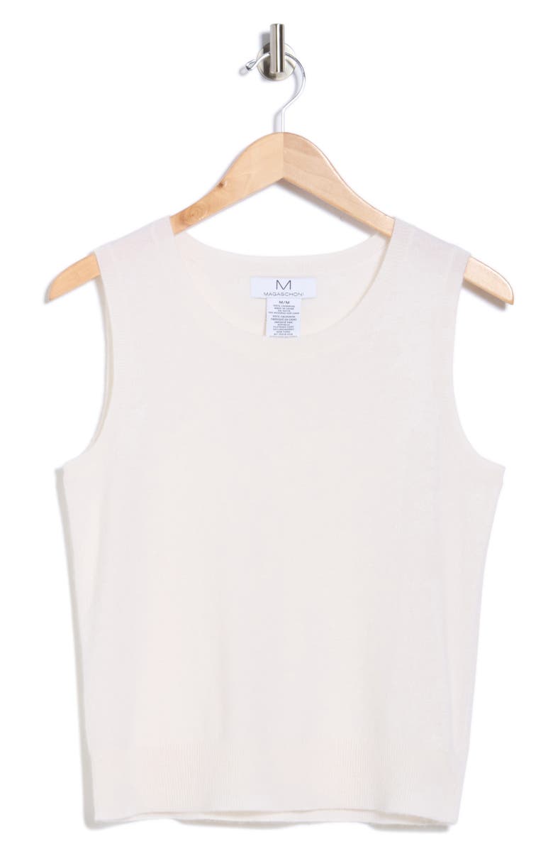 Magaschoni Sleeveless Cashmere Sweater, Alternate, color, Frost White