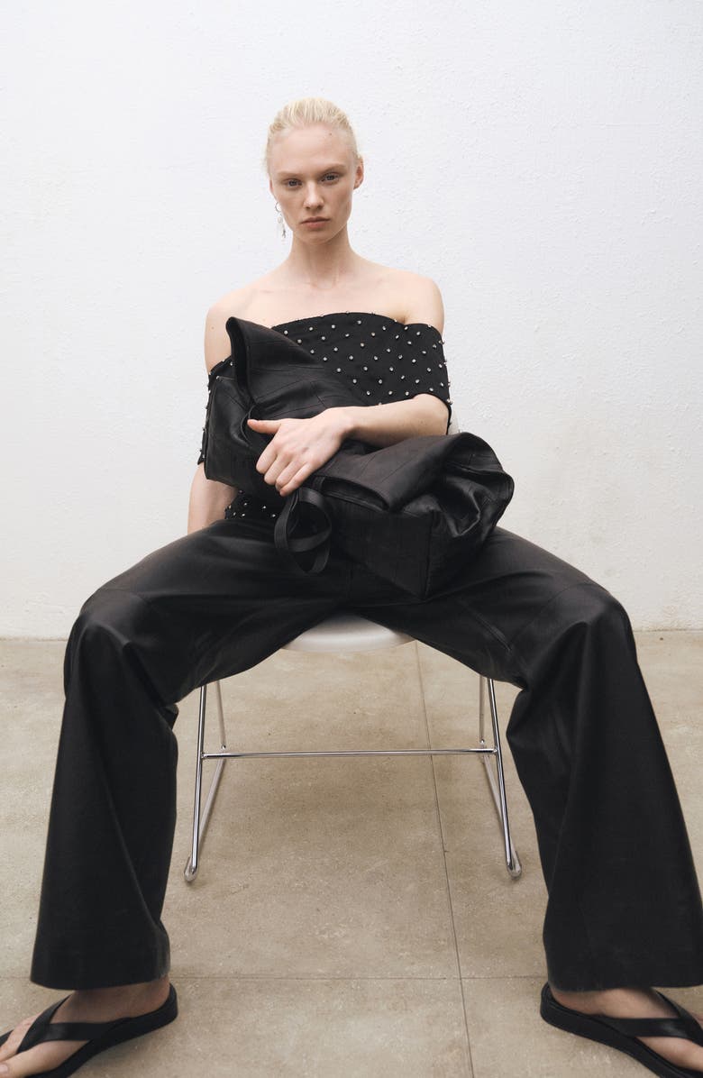 MANGO Straight Leg Leather Pants, Alternate, color, 