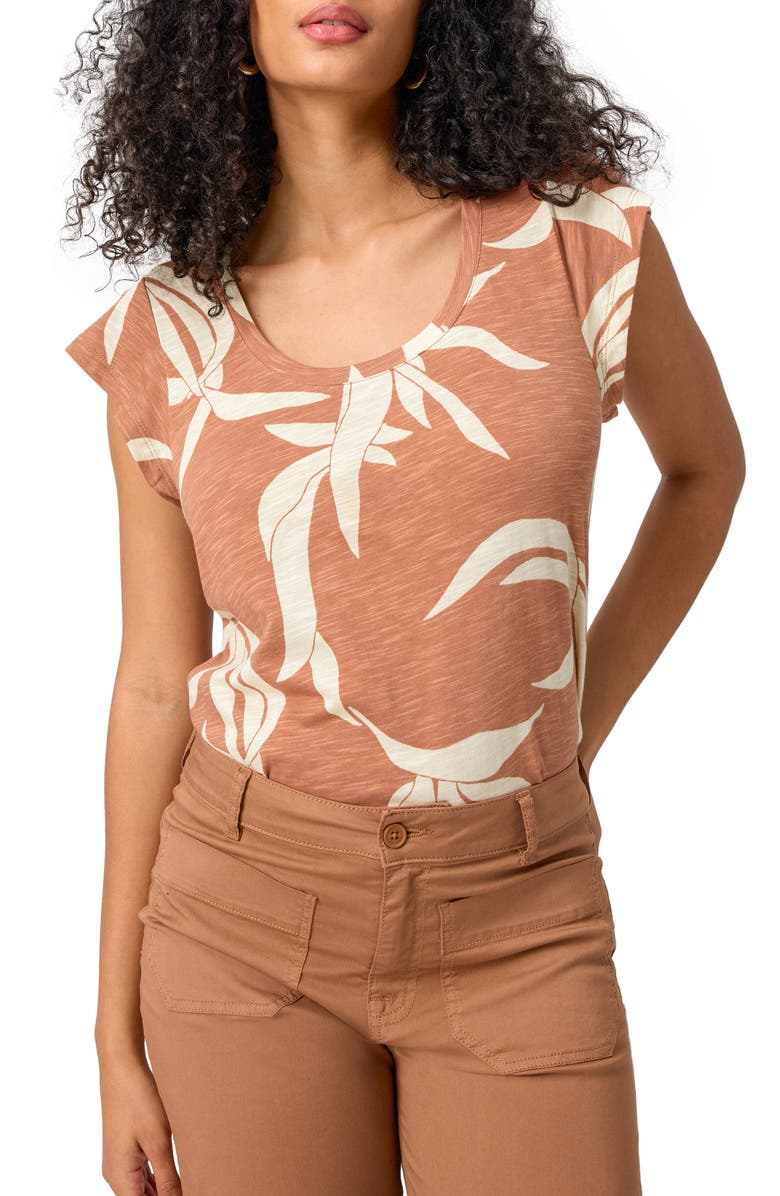 Sanctuary West Side Foliage Print Slub Jersey T-Shirt, Main, color,