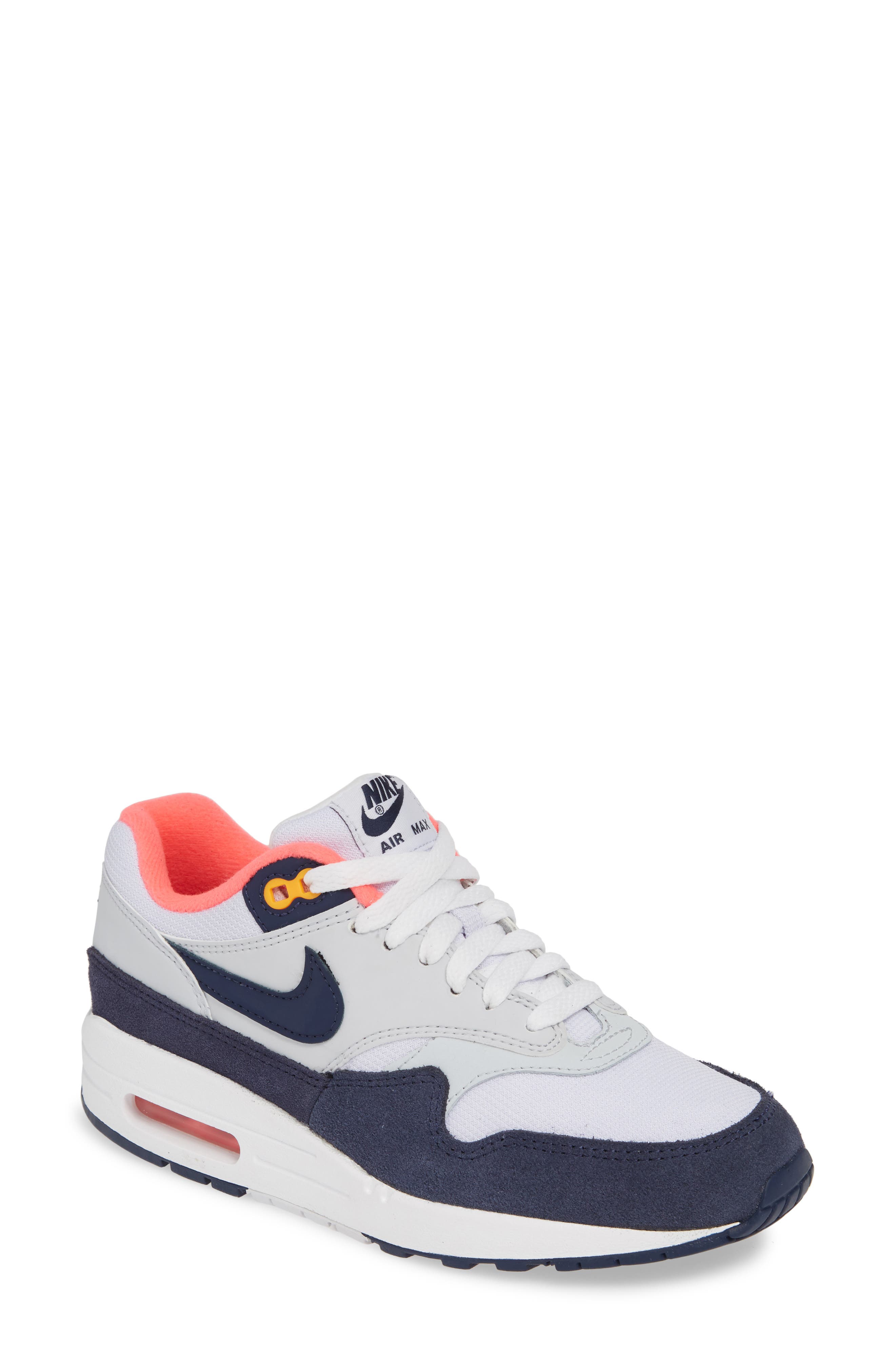 Air Max 1 ND Sneaker, Main, color, WHITE/ MIDNIGHT NAVY