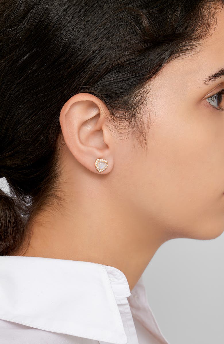 ADORNIA FINE Halo Heart Moonstone Stud Earrings, Alternate, color, 